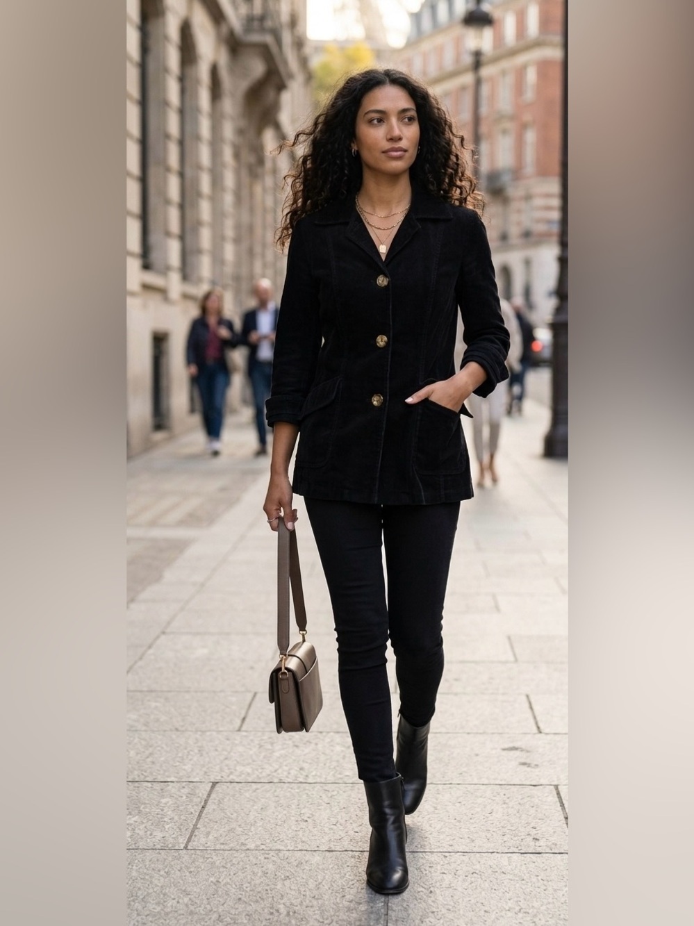 French Cuff Black Corduroy Tailored Blazer Jacket Small